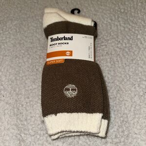 Timberland Women’s Super Soft Boot Socks Dark Brown Cream Pack of 2 Pairs NWT